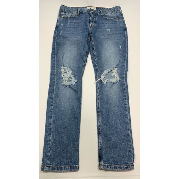 Topman Men's Denim Distressed Five Pocket Stretch Skinny Jeans Blue Size W32/L30 - Picture 1 of 11